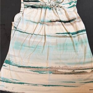 Calvin Klein Teal and Cream Abstract Dress